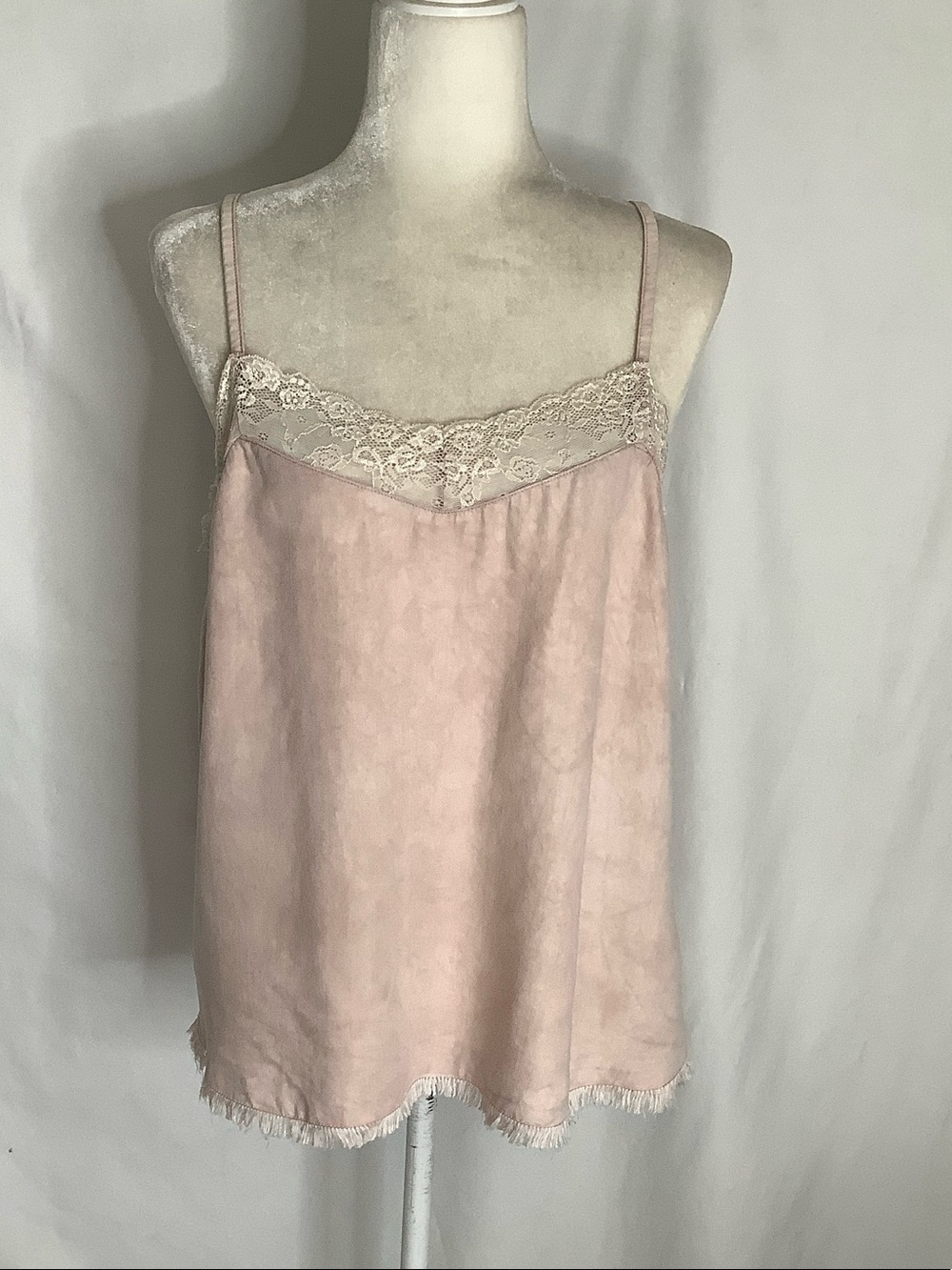 Lace-Trim Satin Camisole in Dusty Pink